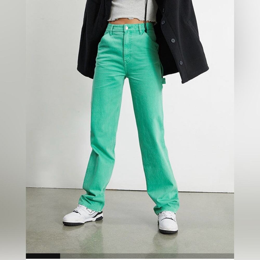 PacSun Women's 90's Boyfriend Carpenter Jeans Bright Green High Waist Size 25